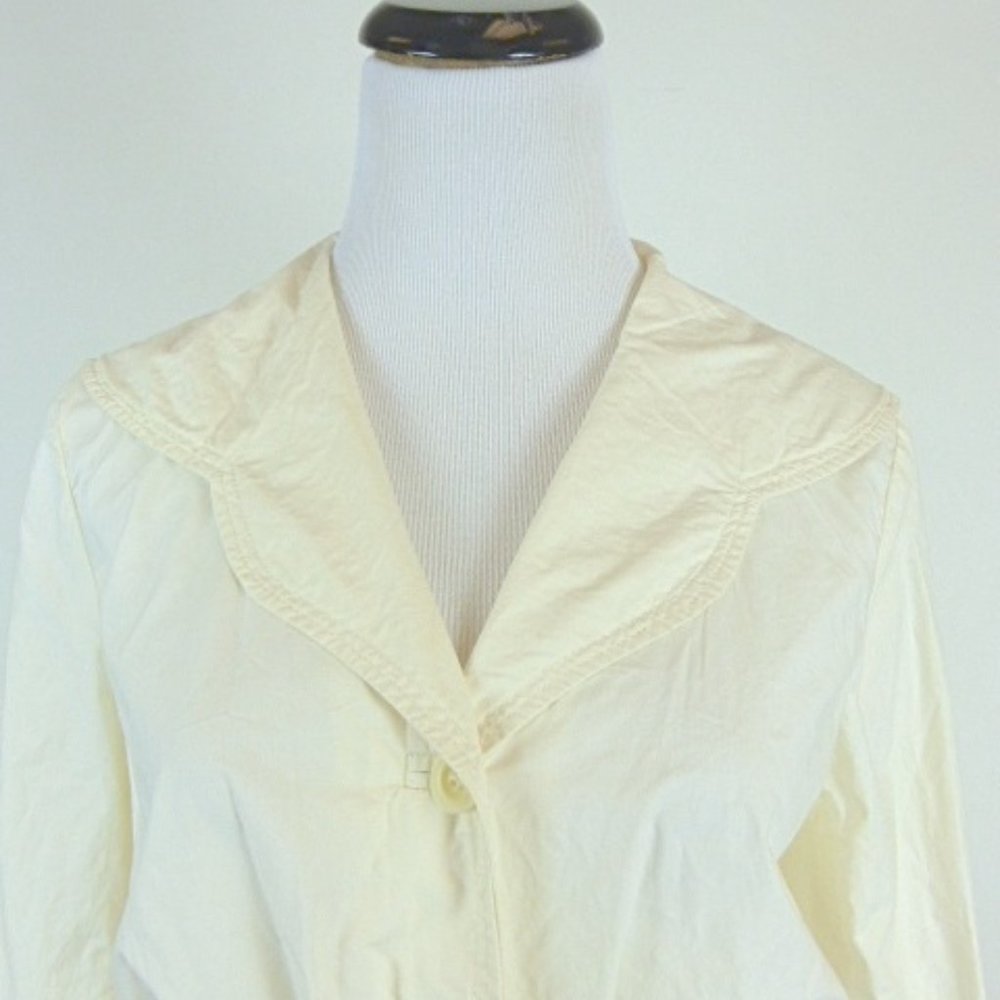 SEE BY CHLOE COTTON BUTTON FRONT snap self belt JACKET 6 made in Italy cream - Picture 2 of 7